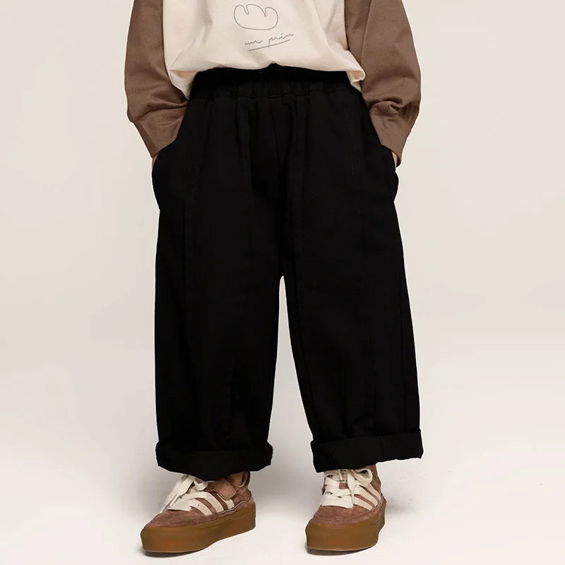 Korean style Kids solid color patchwork Trousers