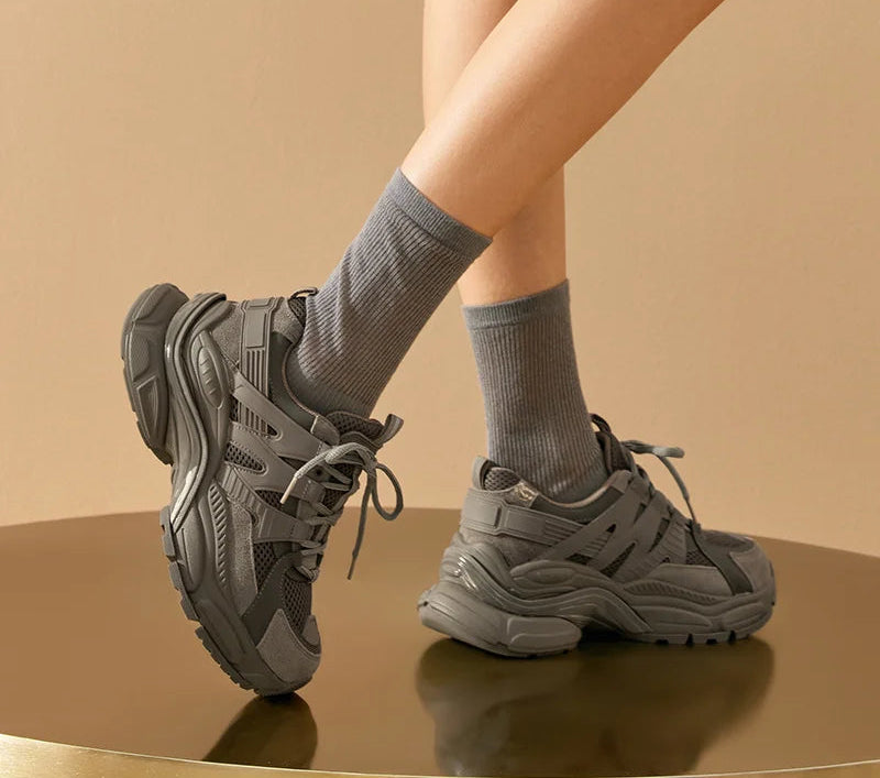 Atmungsaktive Schuhe aus Mesh in Volltonfarbe für Damen