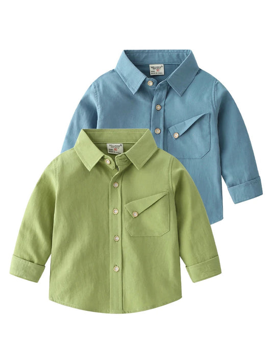 Autumn Fashion Candy-Colored Lapel Long Sleeve Thin Shirt