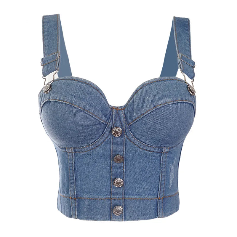 Women's Denim Bralette Cropped Top