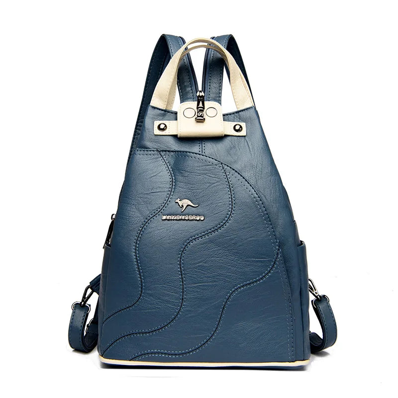 Ladies's Leather Vintage Bookpack Large Capacity Travel Backpack Schoolbag Mochila Women's Shoulder Bag