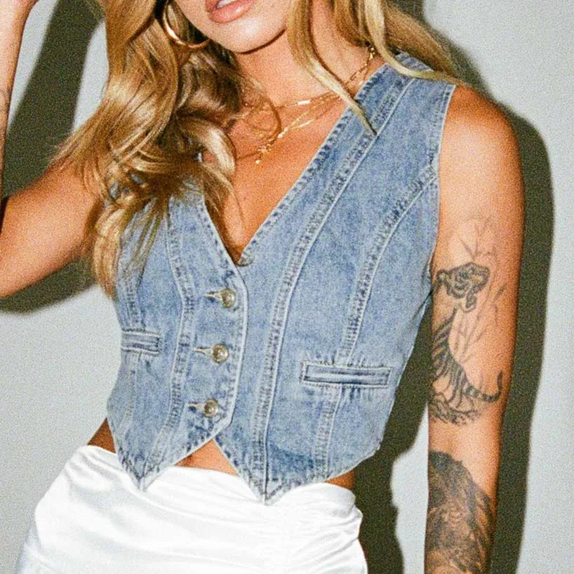 New Women's Summer Jean Vest