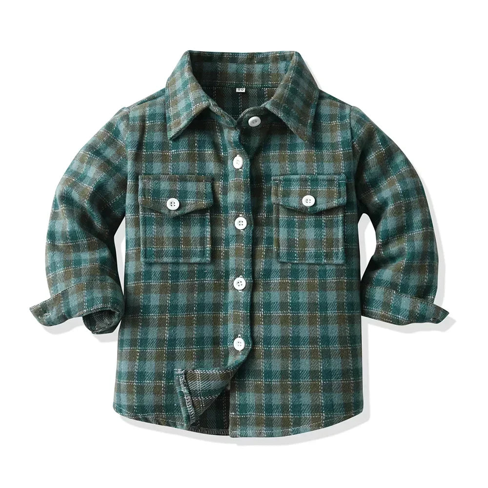 Children's Autumn Plaid Long Sleeved Shirt