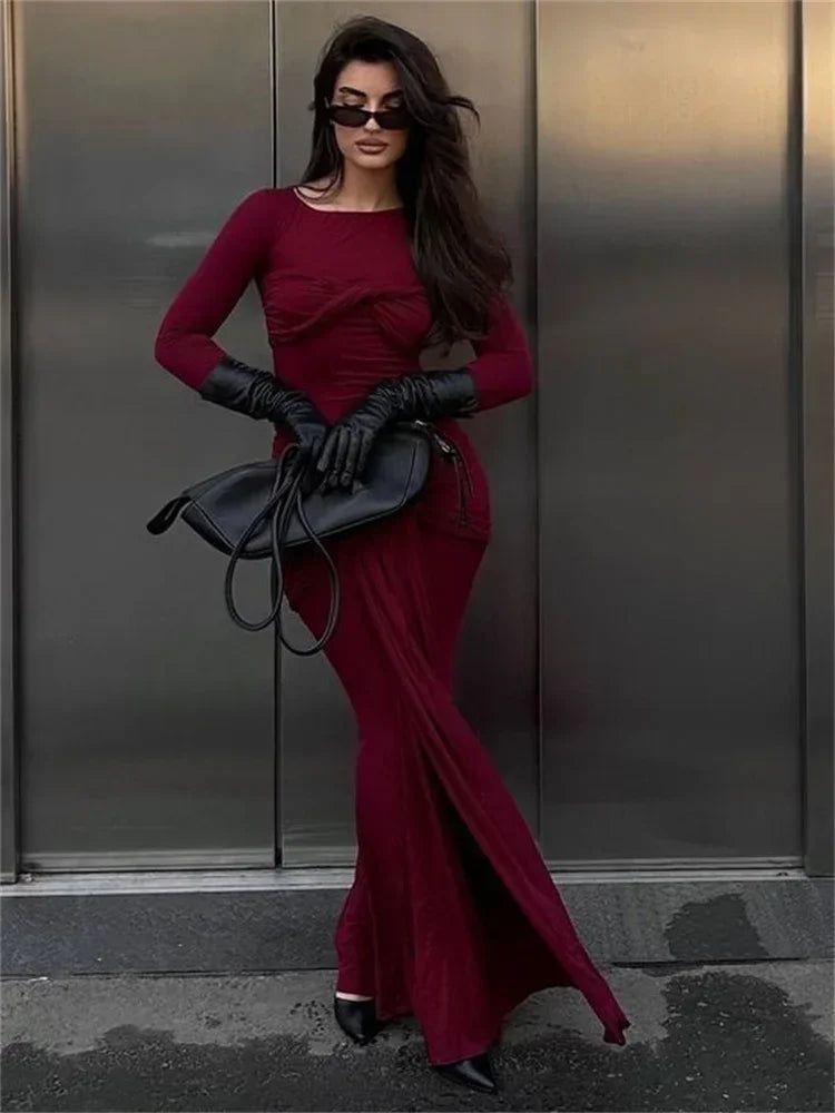 Tossy Damen Sexy Plissee Maxikleid