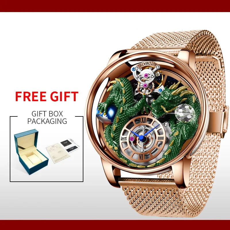 3D Gold Dragon Astronomia Quartz Watch
