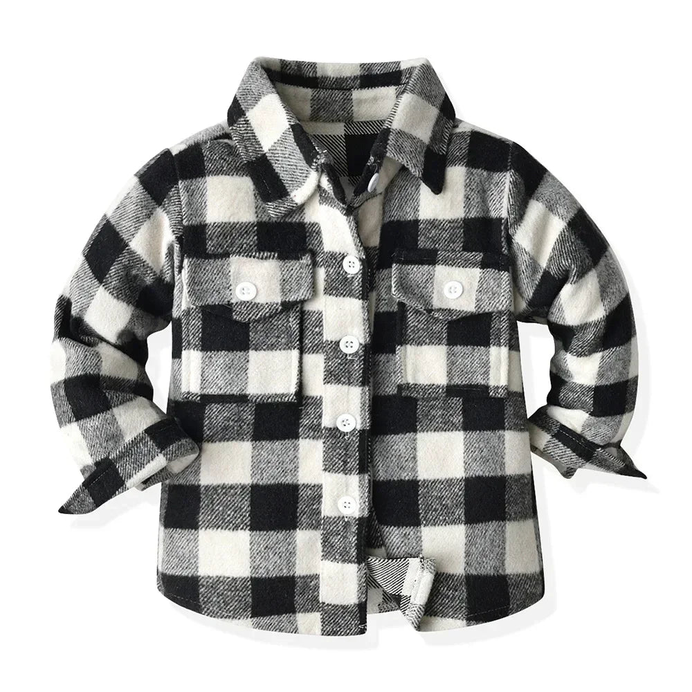 Children's Autumn Plaid Long Sleeved Shirt