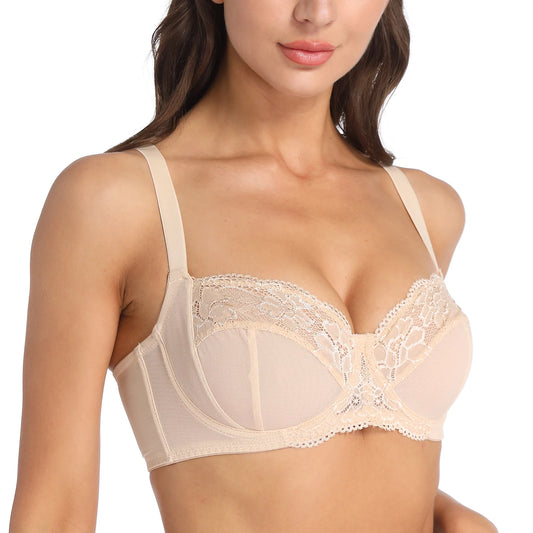 New Women lingerie Unpadded Lace bralette Embroidery Minimizer Bra