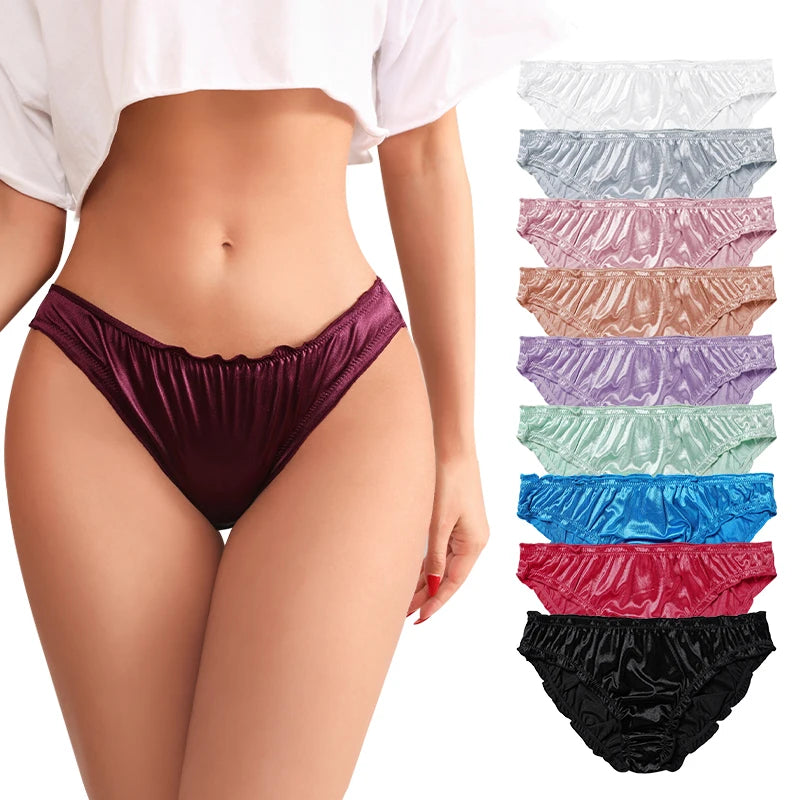 New Frill Trim Satin 100% Ice Silk Seamless No Show Underwear