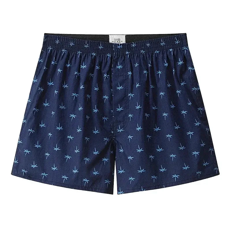 Mens Cotton Casual Plaid Elastic Waistband Boxer Shorts