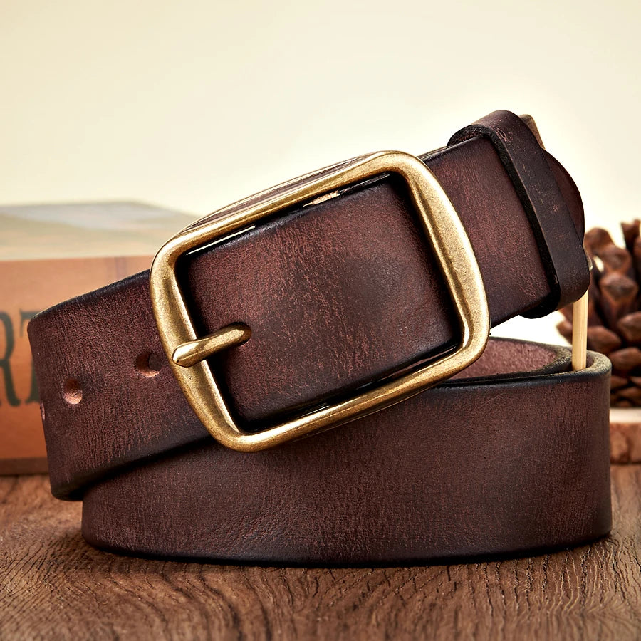 3.8CM Real Genuine Thick Leather Belt