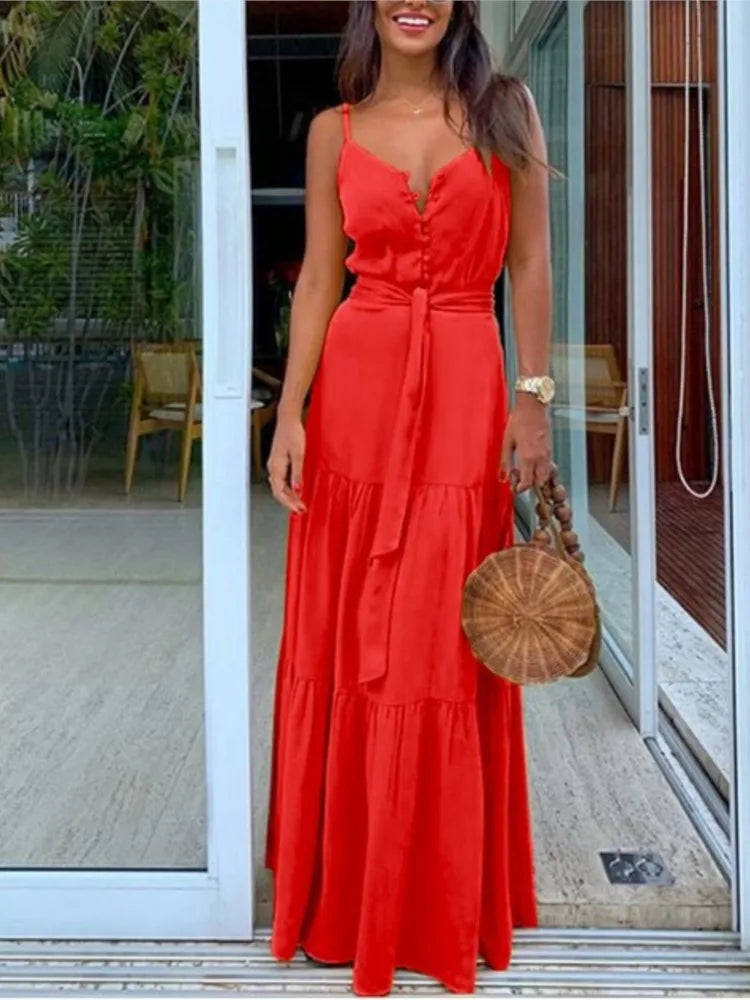 Women Summer Button With Belt White Dresses