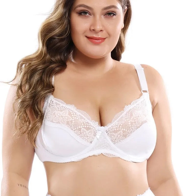 Women Sexy Floral Deep V Boost Push Up Plus Size Bras