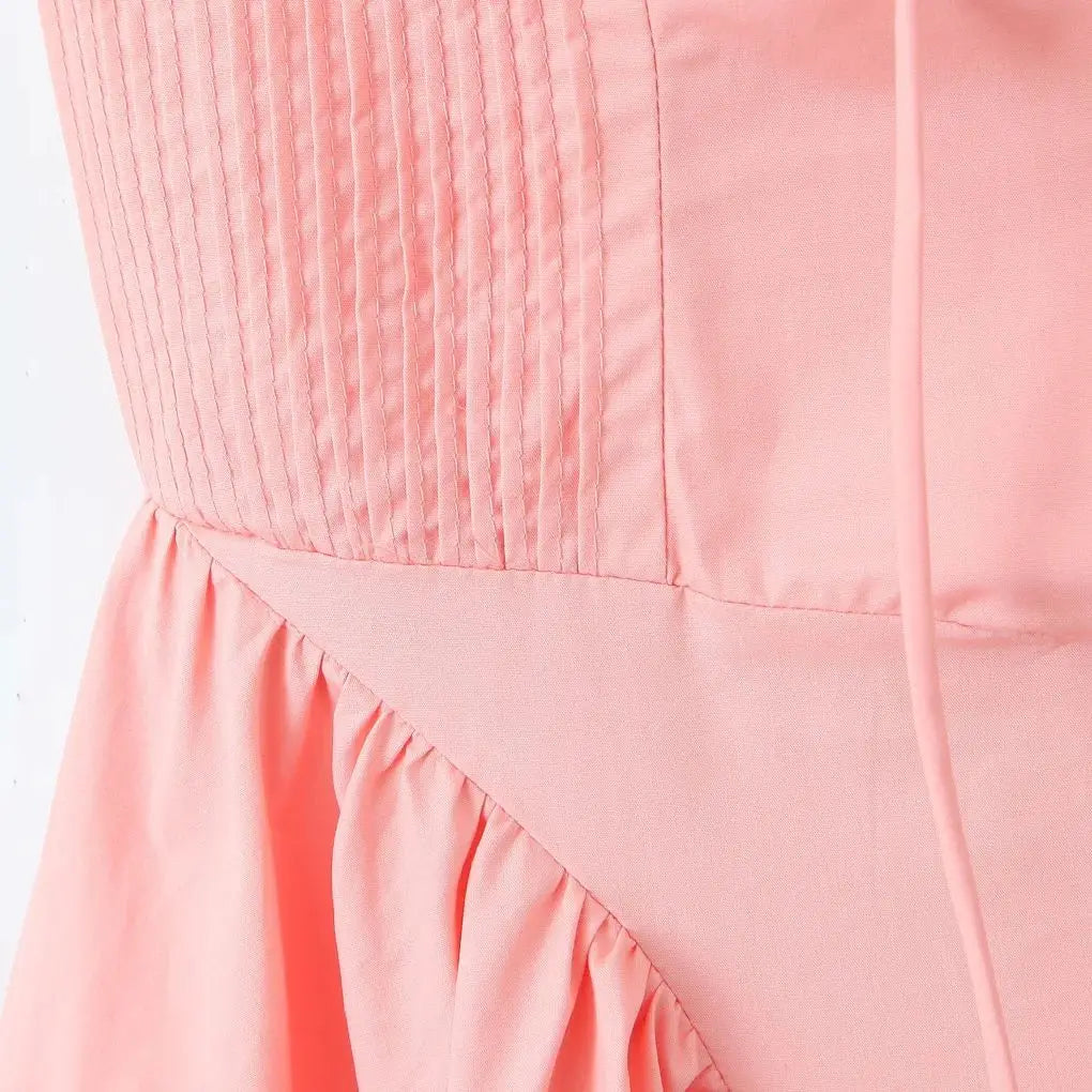 Sexy Pink Corset Style Bow Halter Dress