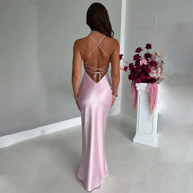 Sexy Backless Bandage Party Maxi Lace Up Slip Club Dress