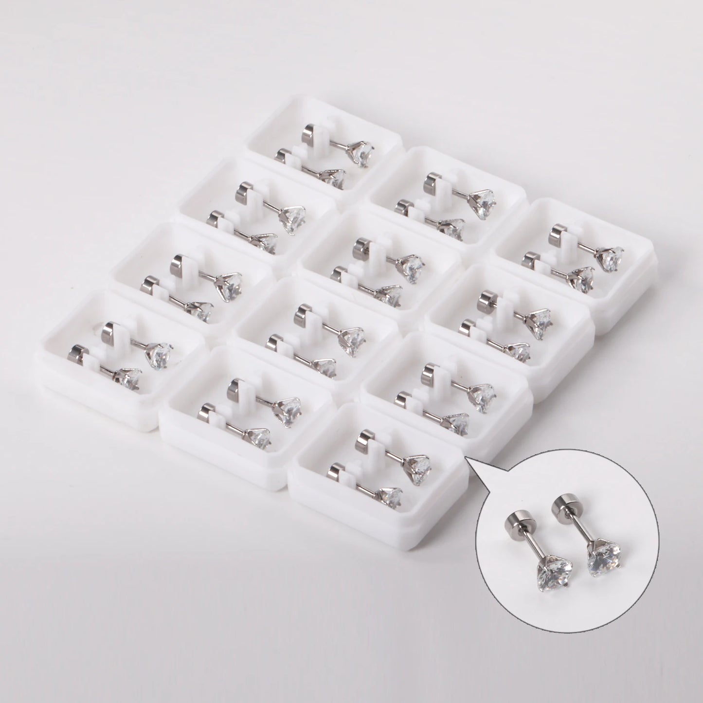 12Pair Cubic Zirconia Stud Earrings