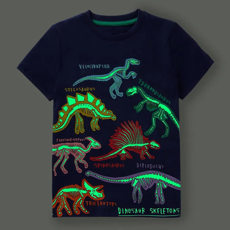 New Summer Cotton Short Sleeve Cartoon Whale Luminous T-shirts
