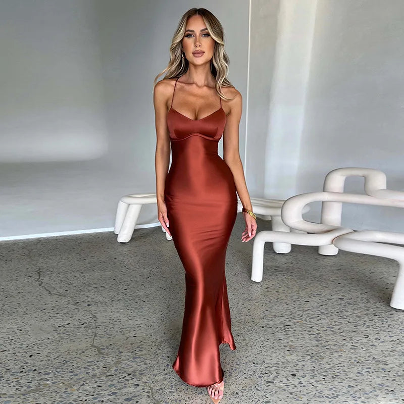Sexy Backless Bandage Party Maxi Lace Up Slip Club Dress