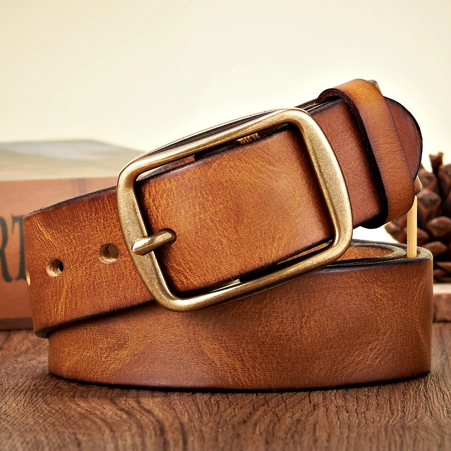 3.8CM Real Genuine Thick Leather Belt
