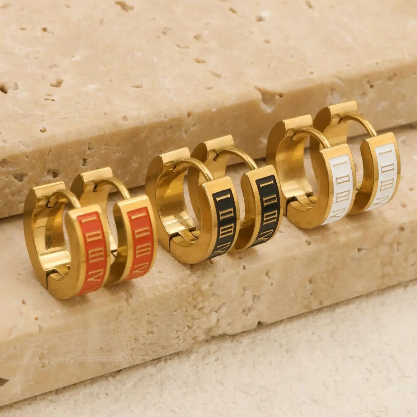 New Vintage Drip Glue Roman Digital Earrings