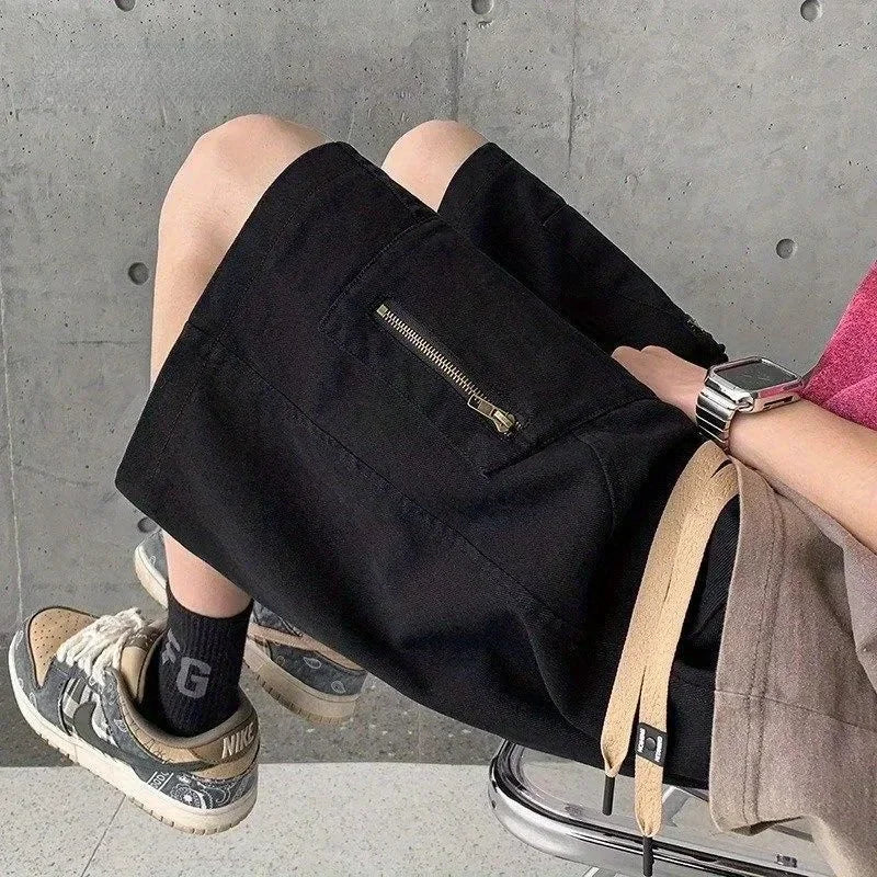 Korean style multi pocket cargo shorts