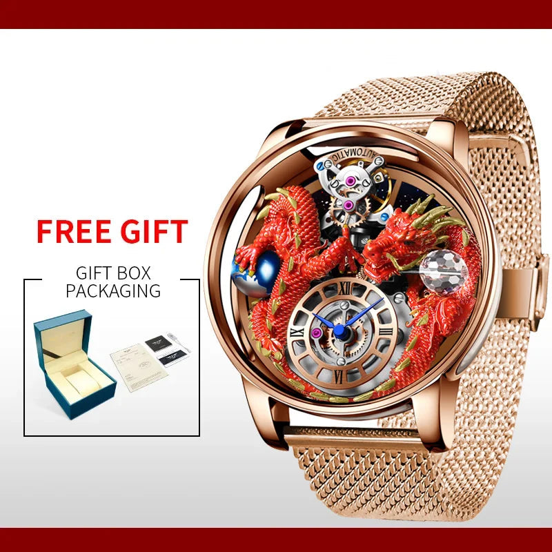 3D Gold Dragon Astronomia Quartz Watch