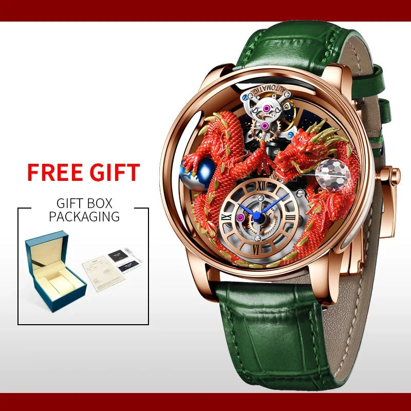 3D Gold Dragon Astronomia Quartz Watch