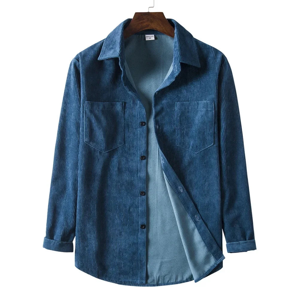 Herren Western Cord Langarm Casual Button Down Hemden