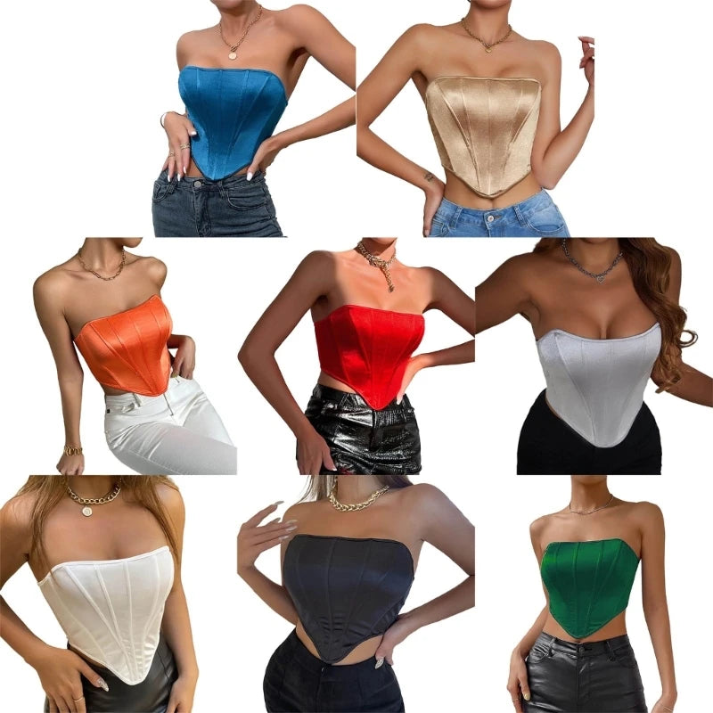 Bright Fishbone Corset Tops