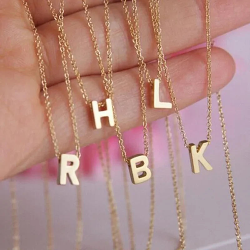 Women's Initial Letter Pendants Golded Choker Necklaces