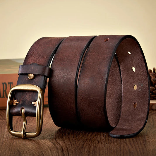 3.8CM Real Genuine Thick Leather Belt