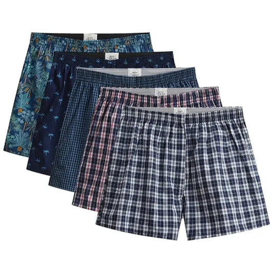 Herren-Boxershorts aus Baumwolle, lässig, kariert, elastischer Bund
