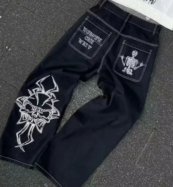 Männer Harajuku Hip Hop Kreuz Grafik Jeans