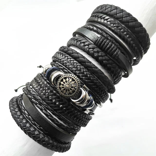 10 Pcs/set Black Wrap Women New Fashion Bracelets