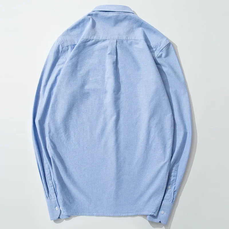 DVEL Herren Oxford Hemd Langarm Reine Baumwolle