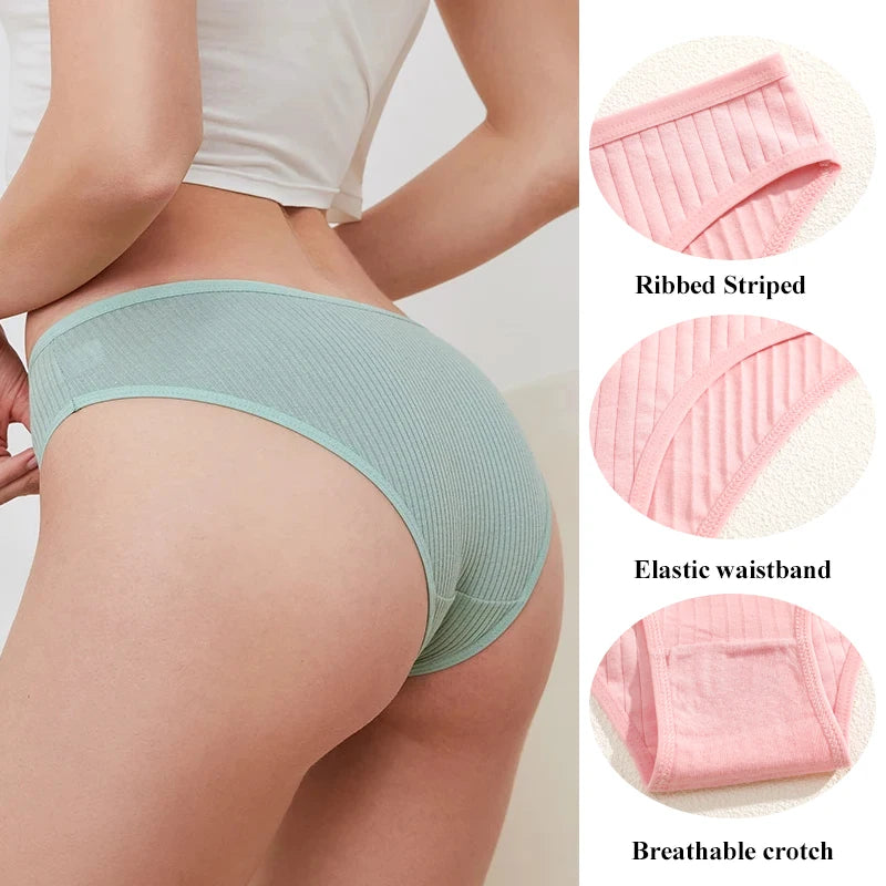 Women's Breathable Low Waist Briefs Solid Underwear