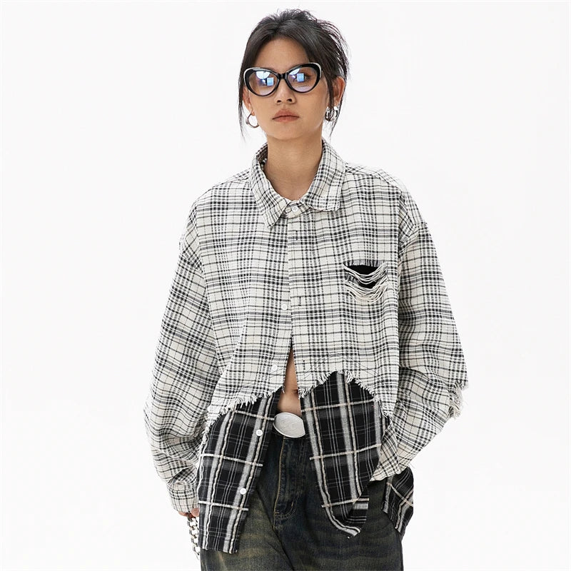 Women Plaid Blouses Korean Style Shirts