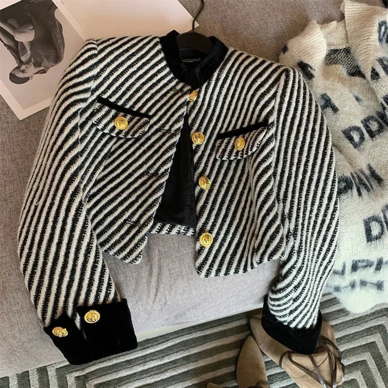 Autumn Winter 2024 New Vintage Stripy Jackets