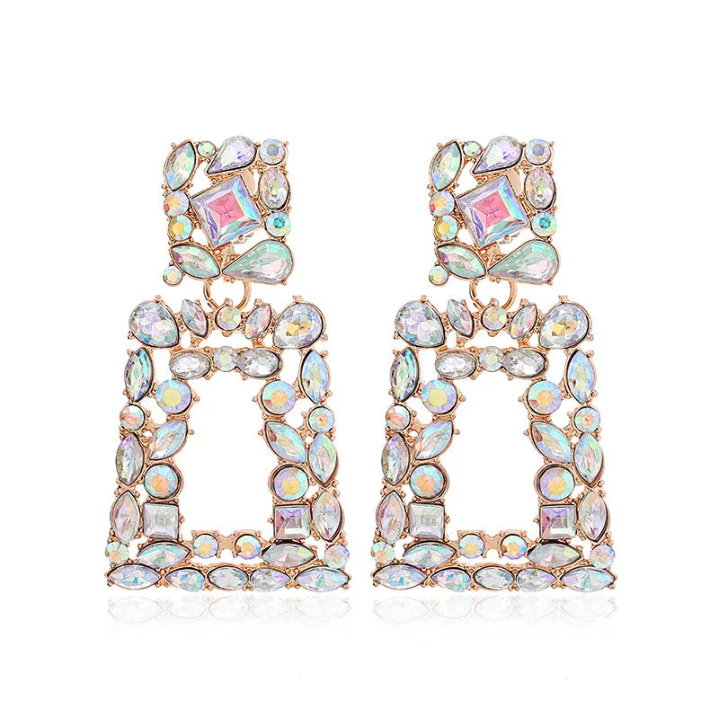 New Boho Ethnic Colorful Crystal Clip on Earrings