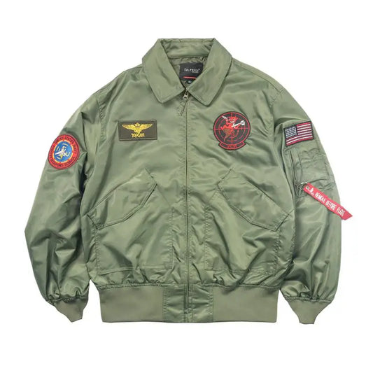 Neuer dünner Bomber-Piloten-Flugmantel im Militärstil