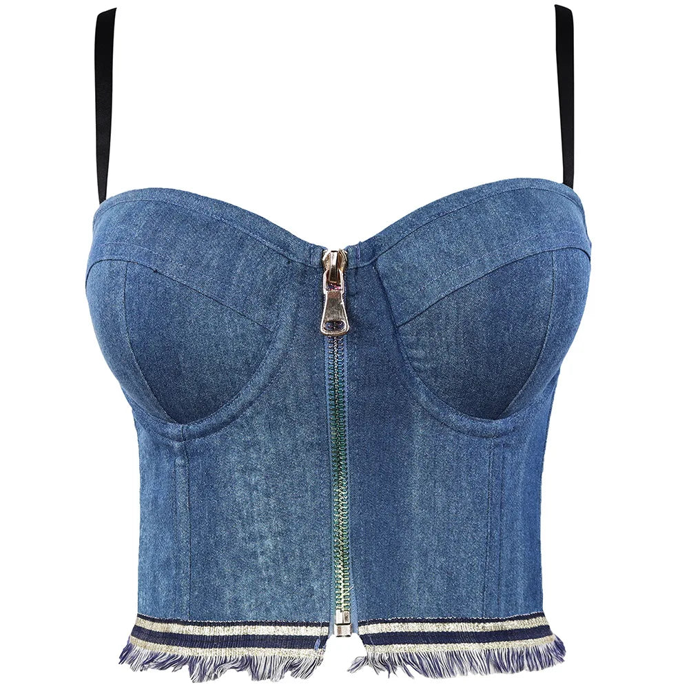 Women's Denim Bralette Cropped Top