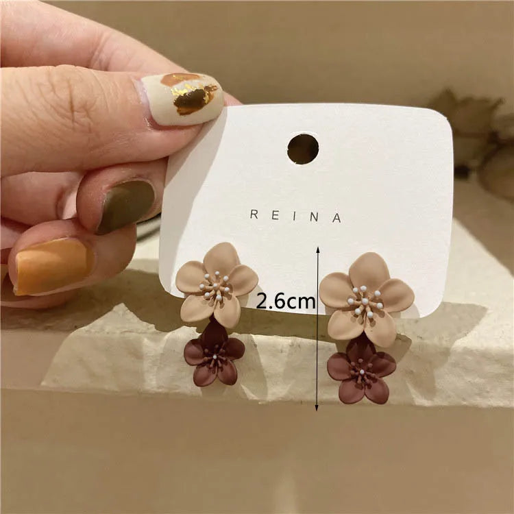Women Double-layers Floral Dangle Earrings
