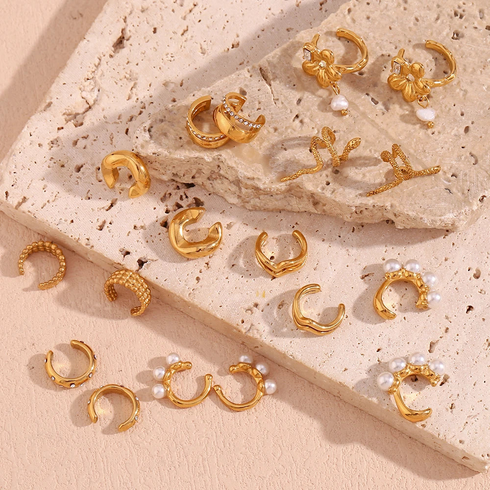 New Stainless Steel Gold Color Ear Clip
