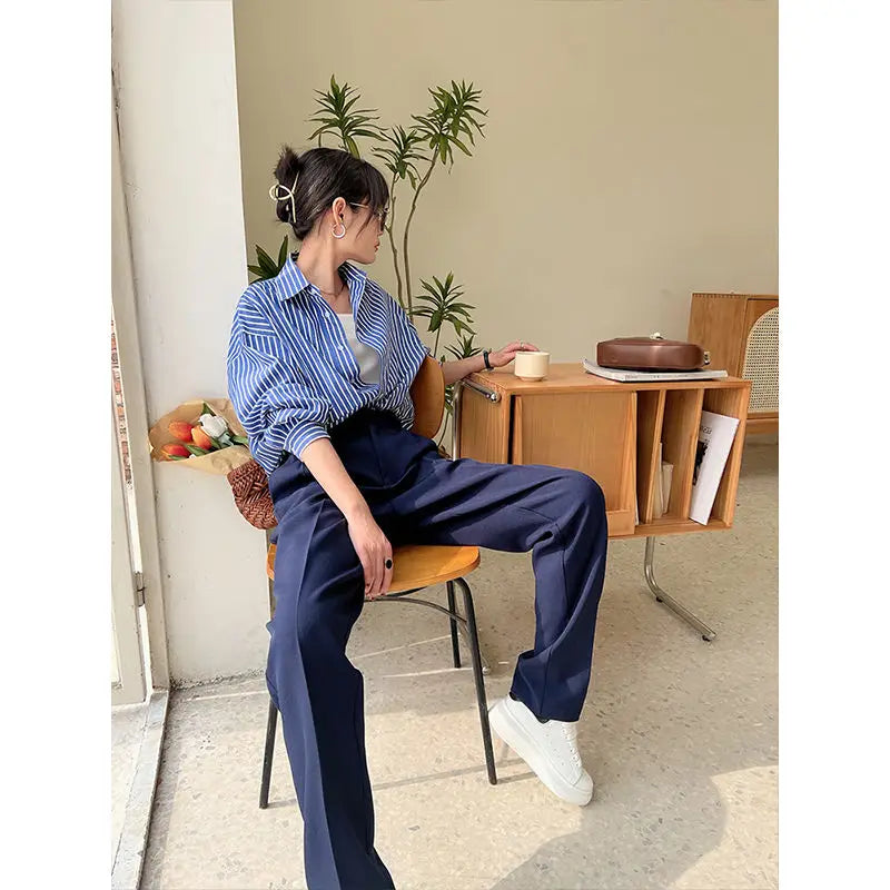 Women's Summer Blue Striped Shirt