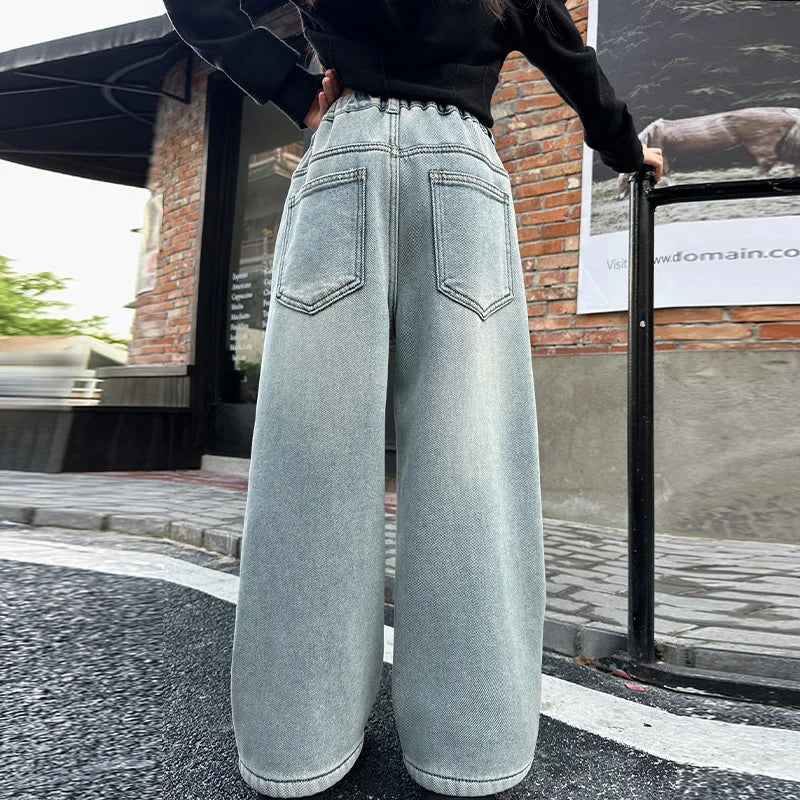 Children Winter Thermal Jeans Pants