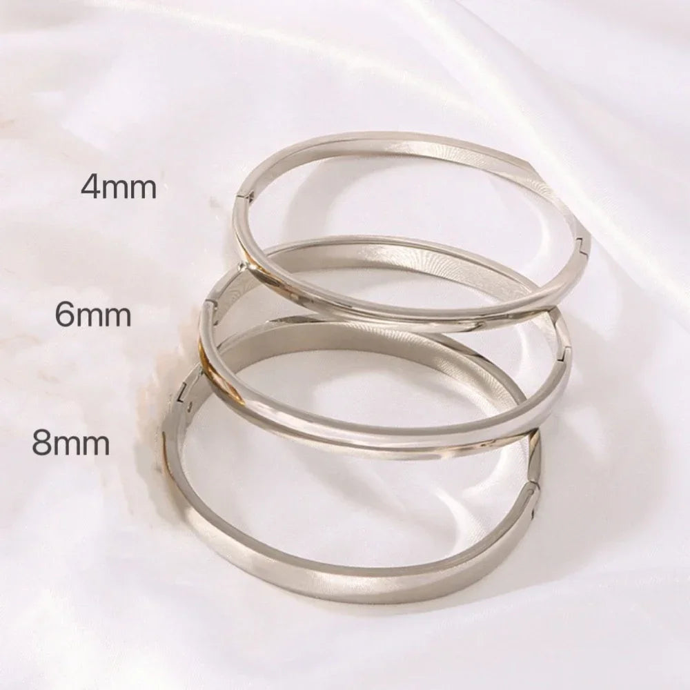 New Minimalist Stainless Steel Pure Gold Plated Plain Pattern Bracelet