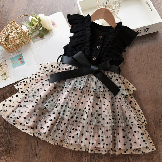 Girls Ruffles Tulle Casual Layered Dresses