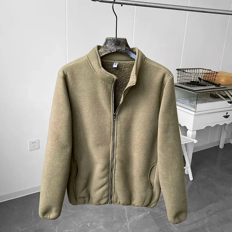 Neuer Winterfleece-Mantel mit Sherpa-Fleece in Volltonfarbe