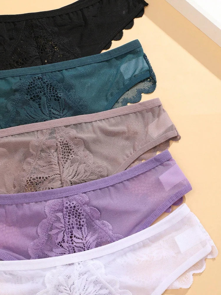 3Pcs/Set Sexy Lace Thongs Women Solid G-String Panties