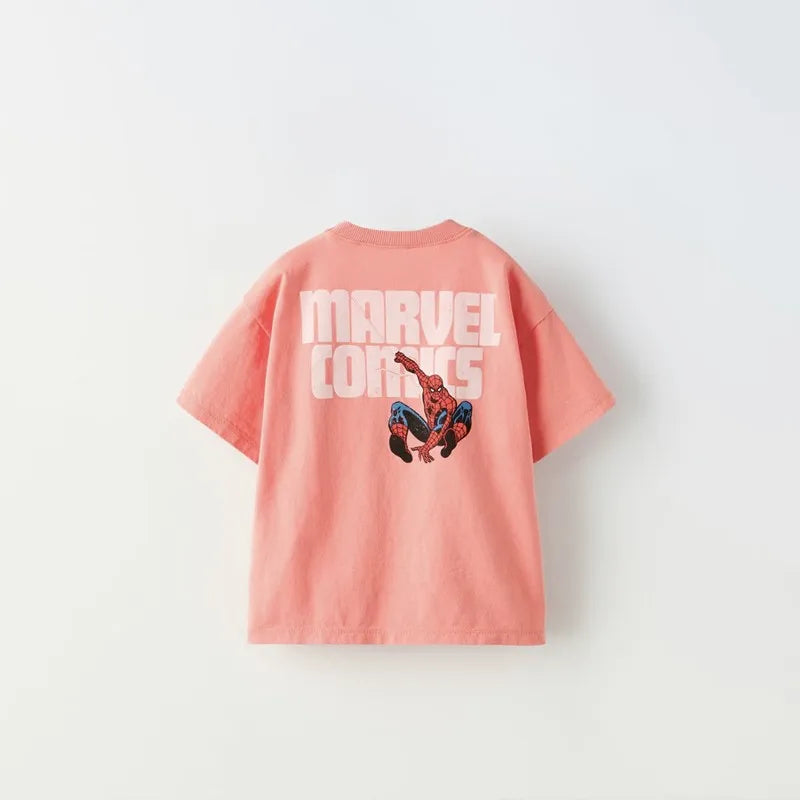 Baby Cute Print Round Neck Short Sleeve Base Shirt