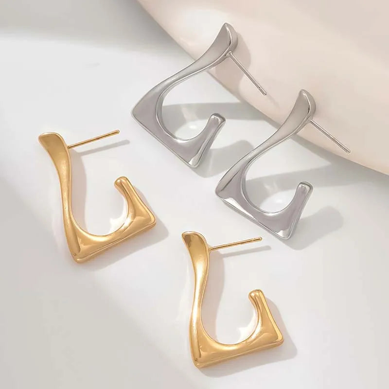 New Fashion Metal Geometric Smooth Chunky Drop Earring